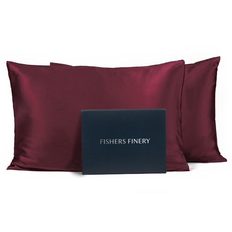 Fishers Finery 25mm 100% Pure Mulberry Silk Pillowcase (Red Standard 2 Pack) - Image 1